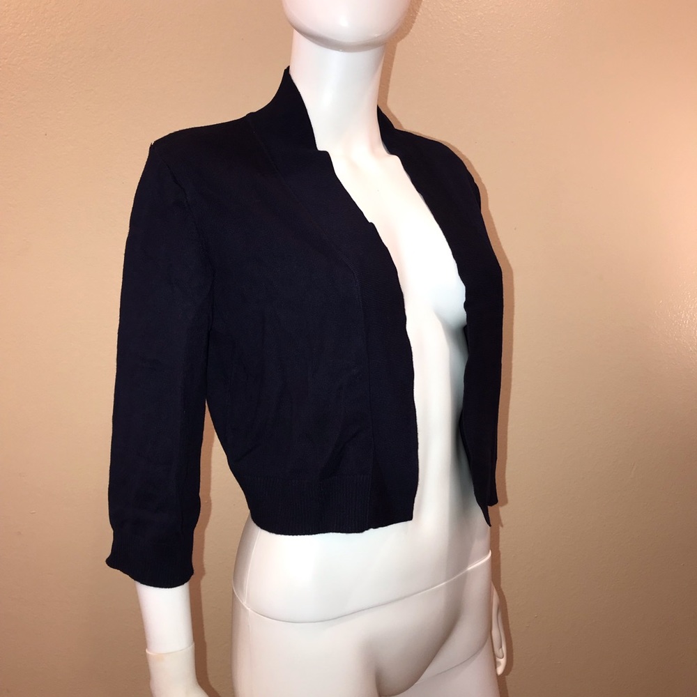 Bolero Shrug Cropped Sweater NEW Womens Size XL Junior Navy Blue Open Front